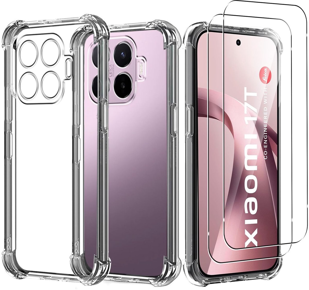 SolidKeus - Hoes voor Xiaomi 17T met 2 Stuks Beschermfolie, Stootvast en Dun