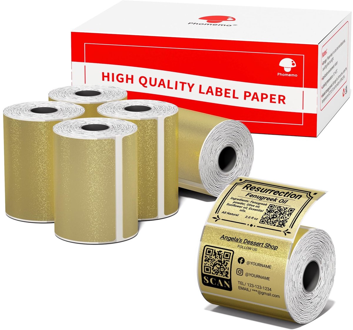 SolidKeus - Gouden Glitter Rectangulaire Labels voor Labelmakers