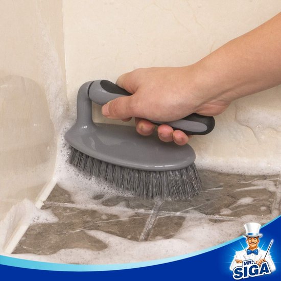 Schoonmaakborstel Set - Schrobber Handvat - Badkamer Reinigen - Comfortabele Antislip Grip - 2 Stuks - Grijs Zwart — afbeelding 5