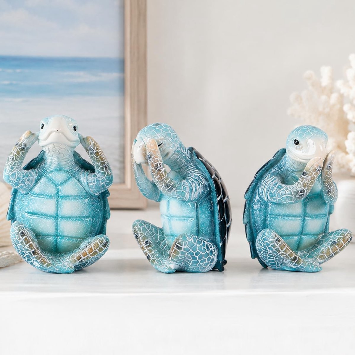 SolidKeus - 3-delige Zeeschildpad Beeldjes Set voor Woondecoratie