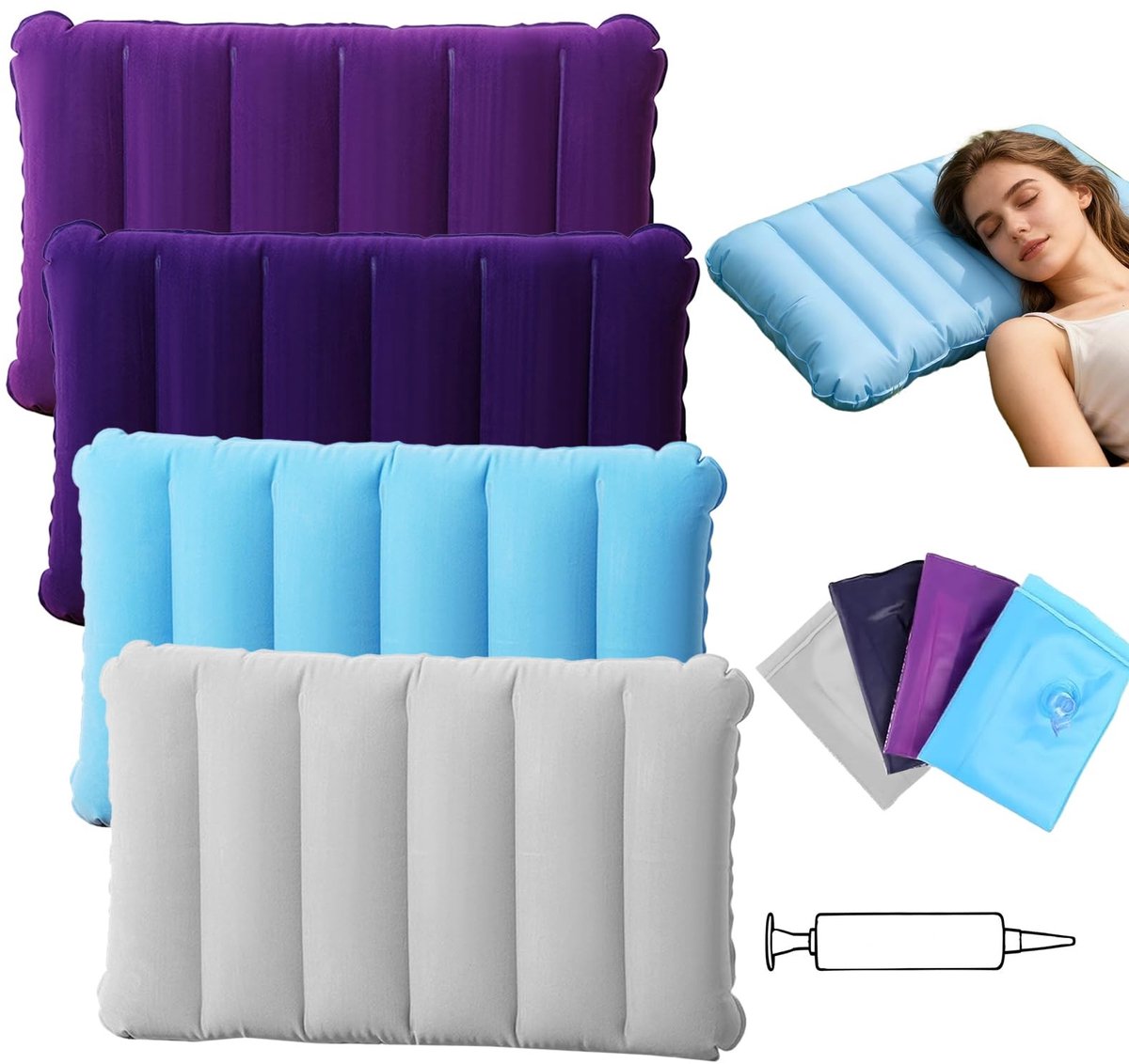 SolidKeus - Set van 4 Opblaasbare Kussens voor Comfortabel Gebruik