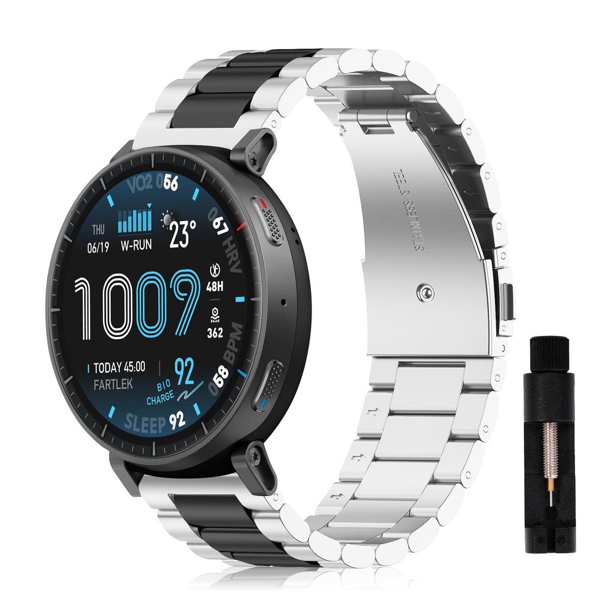 SolidKeus - 22mm Stainless Steel Horlogeband voor Amazfit GTR Horloges