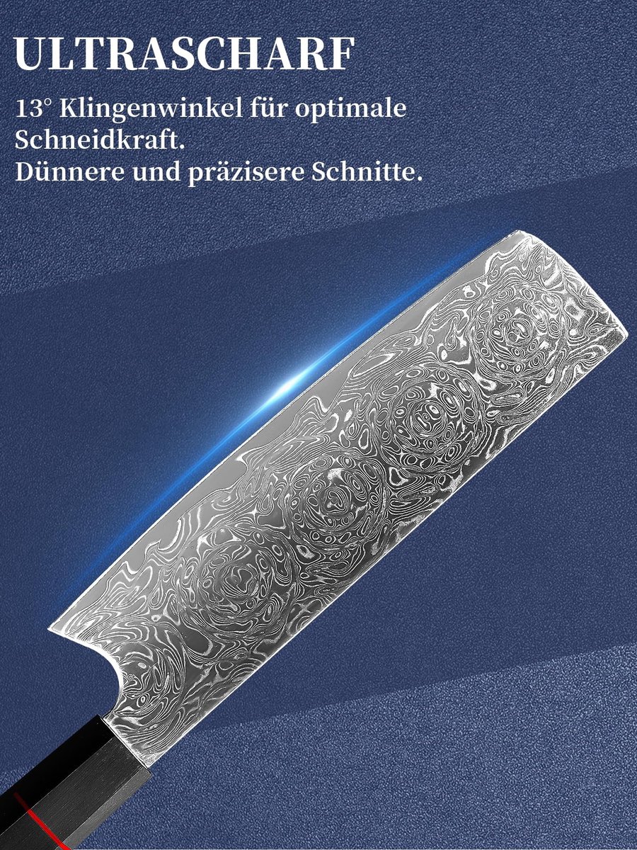 SolidKeus - Japanse Nakiri Koksmes van Damascus Staal