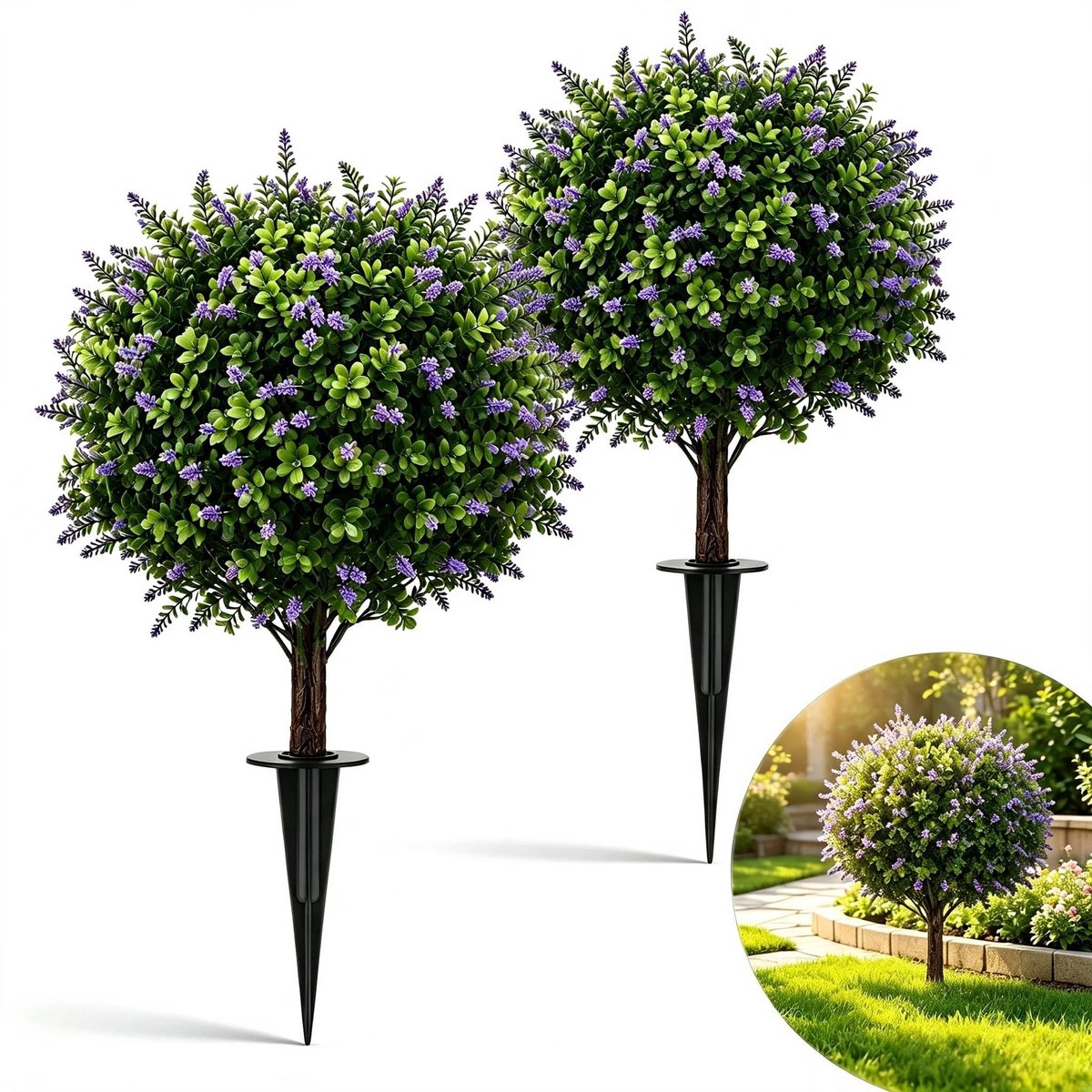 SolidKeus - Kunstmatige Lavendelboom 60 cm, Set van 2 voor Tuin en Balkon