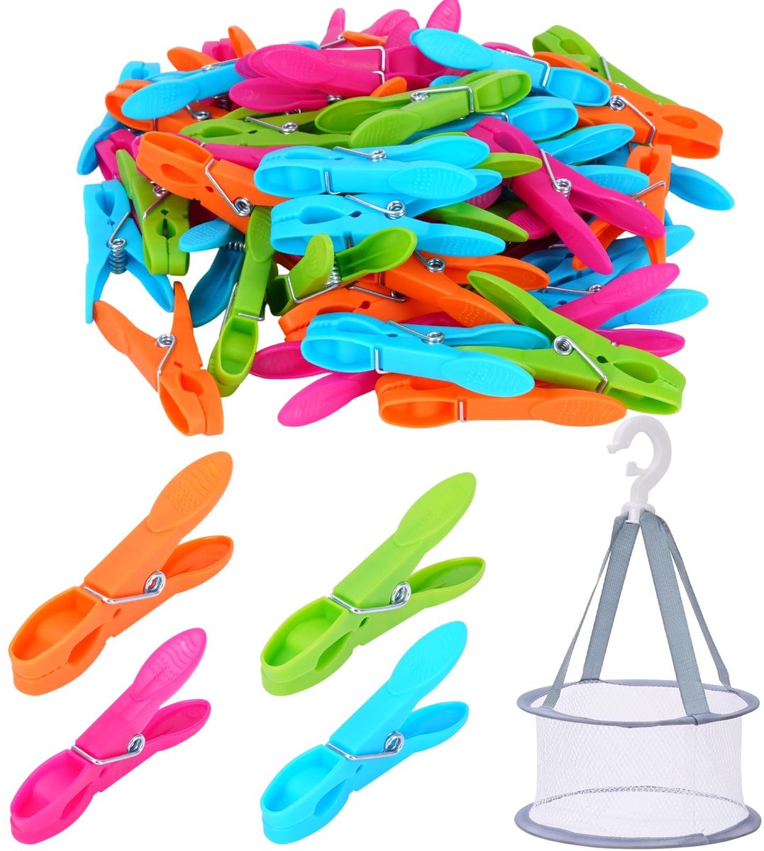 SolidKeus - Set van 60 Grote Kledingknijpers