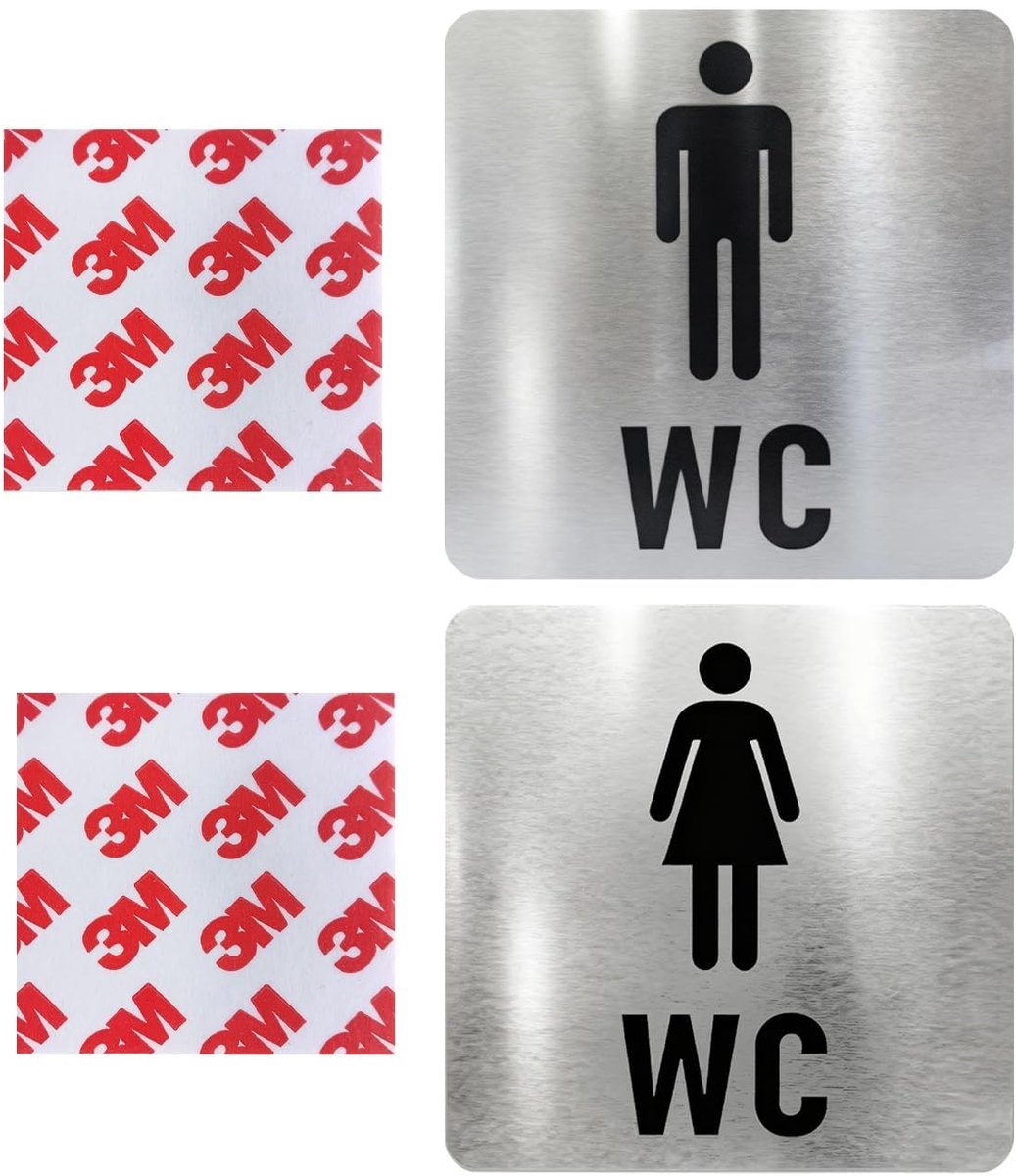 SolidKeus - Set van 2 Roestvrijstalen Toiletpaneeltjes met Iconen voor Mannen en Vrouwen