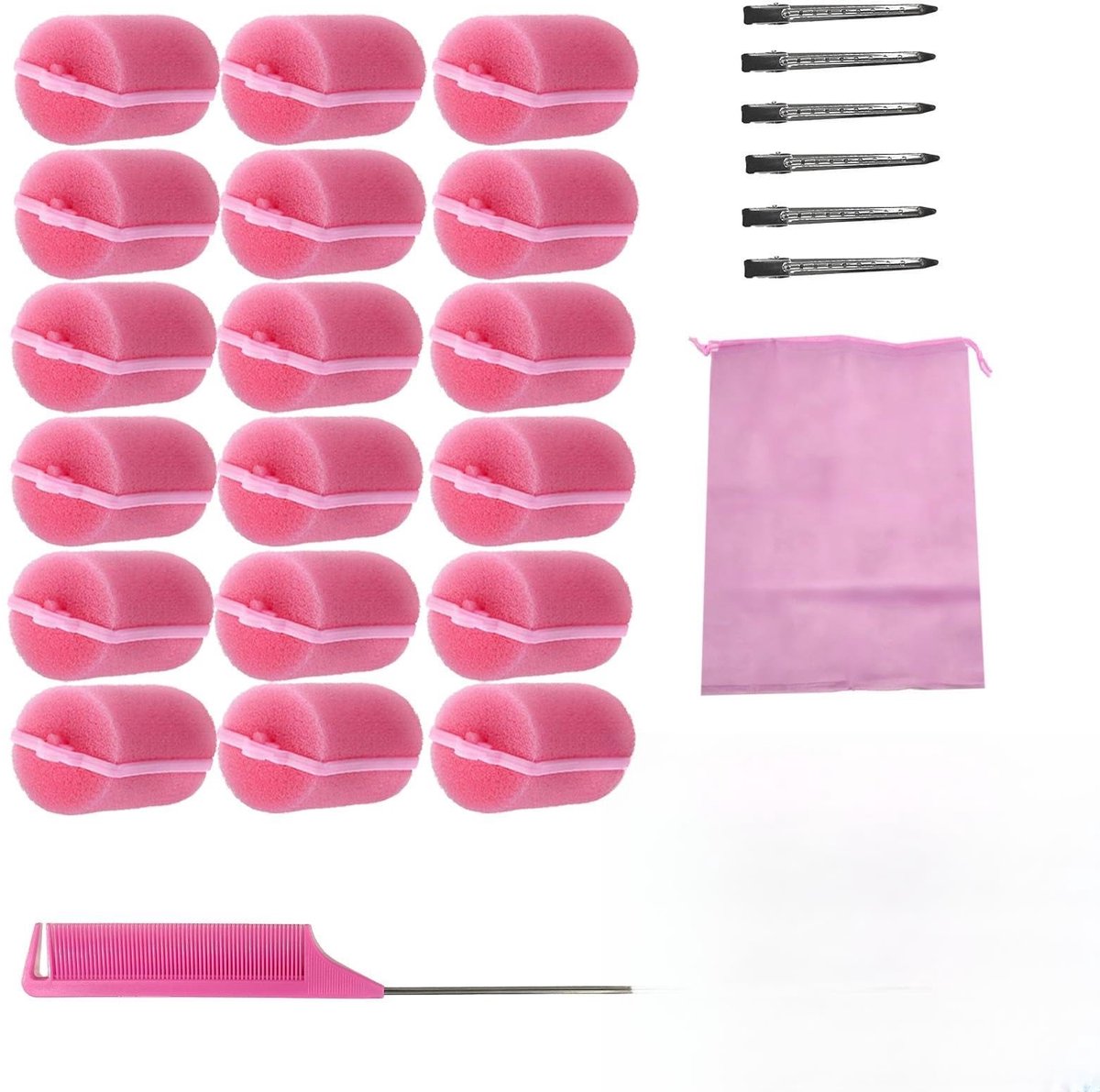 SolidKeus - 18 Stuks Foam Curlers voor Volume en Krullen zonder Hitte