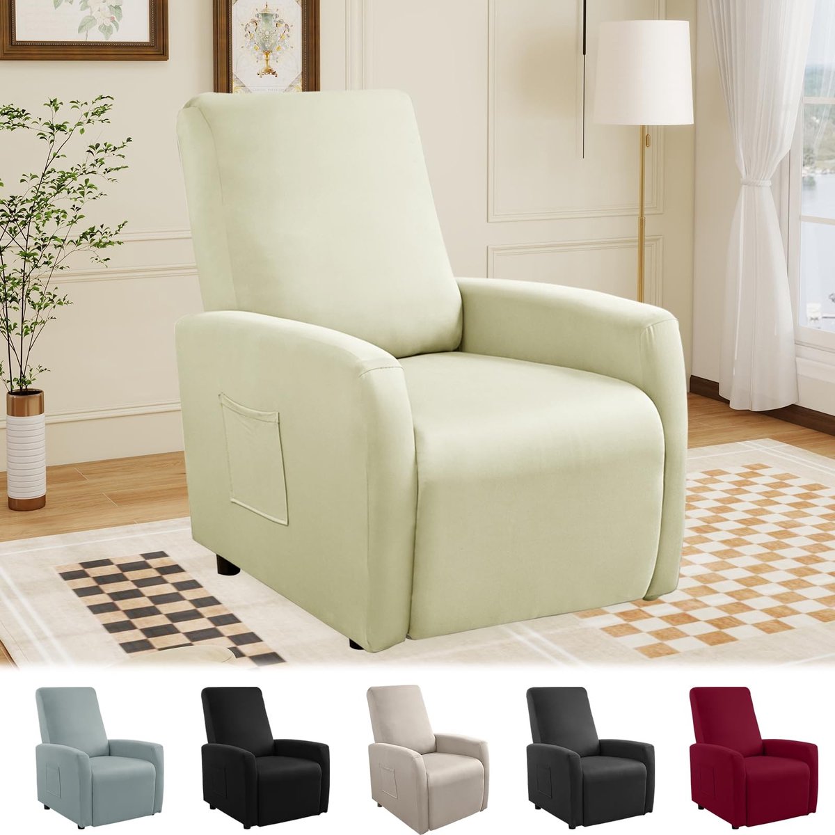 SolidKeus - Armchair Cover met Vakken voor 1-Zits Stoel, Waterdichte Stretch Bescherming