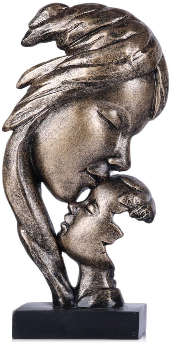 SolidKeus - Abstract Moeder-Kind Standbeeld van Brons, Woondecoratie
