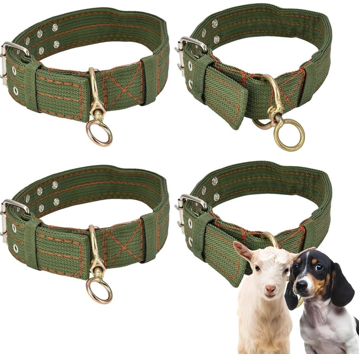 Dailygoods - 4 stuks verstelbare dikke hondenhalsband, dierenhalsband, schapenhalsband, hondenhalsband, canvas halsband, verstelbare kleine schapenhalsband, voor paard, schapen, rundvlees, hond, camel (L)