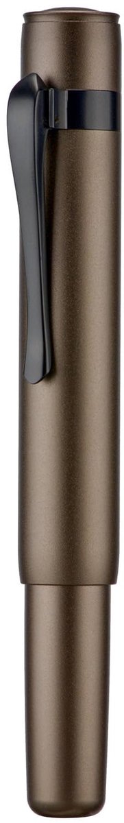 Dailygoods - Hongdian M2 Black Forest mini-vulpen, gebogen penpunt en slanke vorm, aluminium reispen met korte zak (karamelbruin)