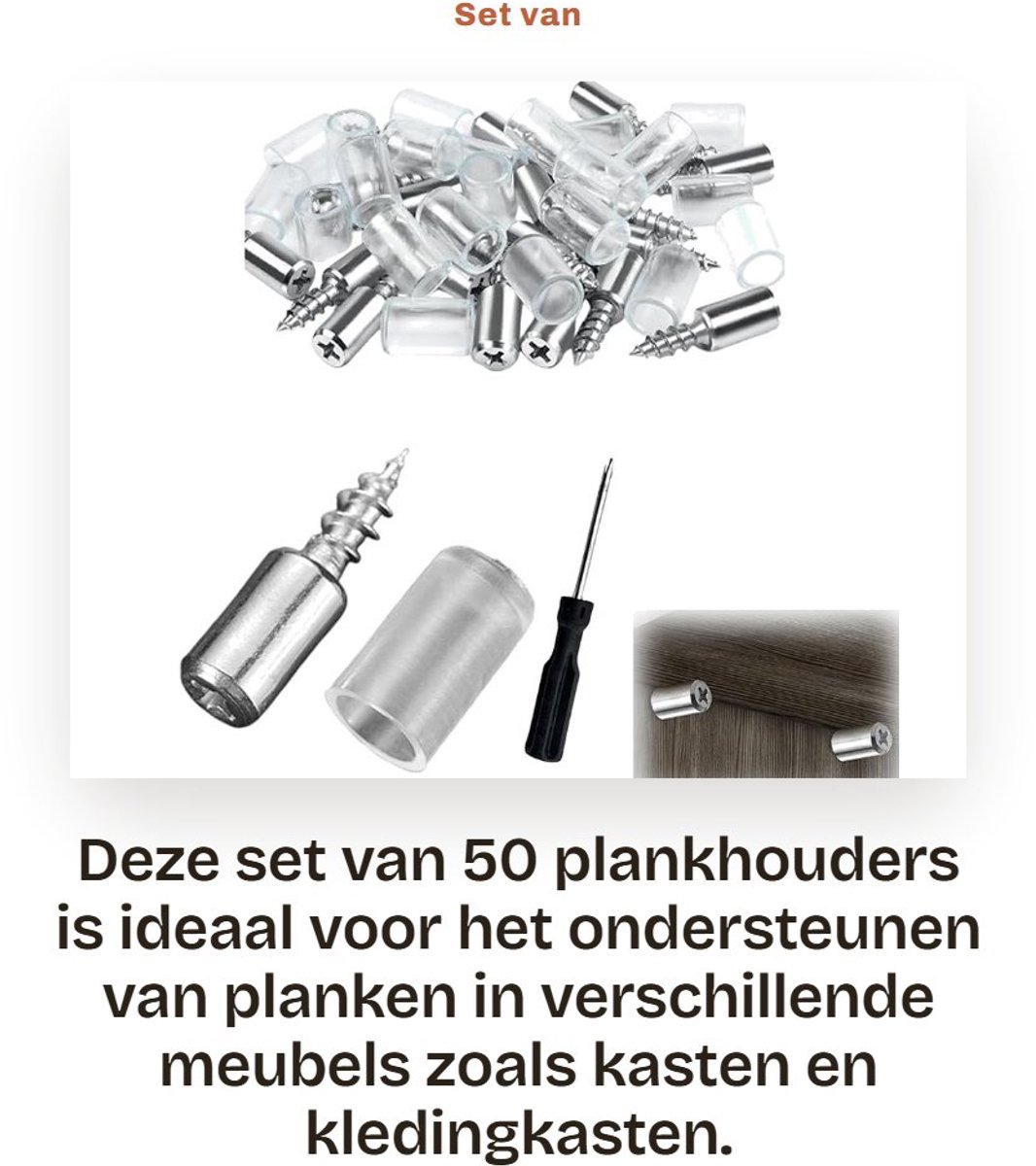 Dailygoods- Inlegplankhouder 50 Stuks - Plankdragers met Rubberen Bescherming - Hoog Draagvermogen - Slijtvast - Roestwerend - Voor Meubels/Kasten - Plankdrager