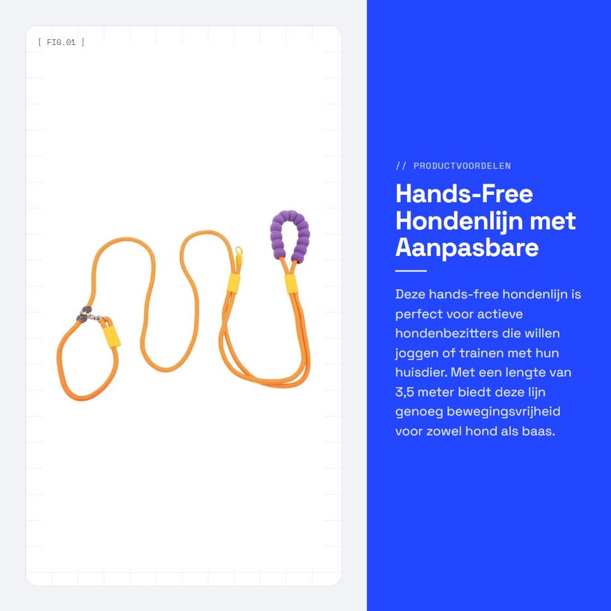 Dailygoods- Hondenlijn 3,5m - Hands-Free Heuplijn - Multifunctioneel - Schuim Handvat - Duurzaam Klimtouw - 360 Graden Rotatie - Hondentuig