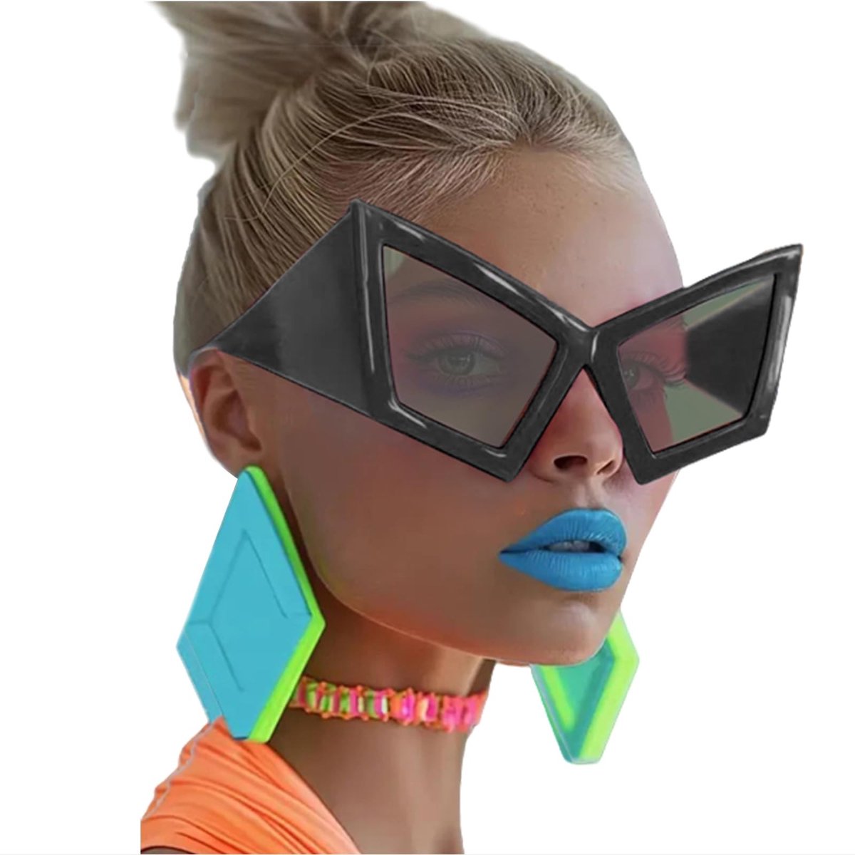 Dailygoods - Oversized Grappige Zonnebril voor Vrouwen - Uniek Design voor Feesten en Hip-Hop Dans