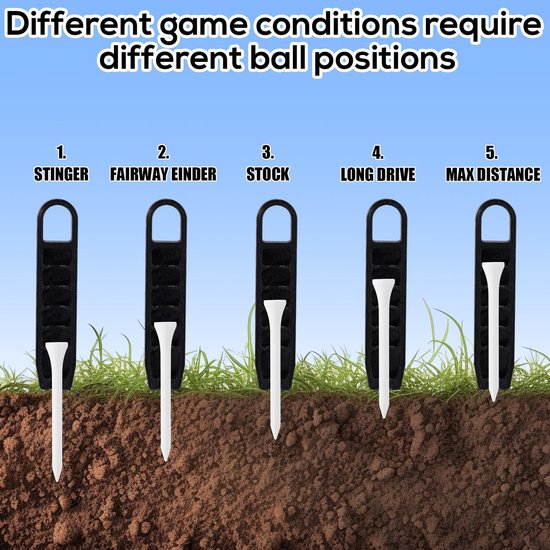 Golf Tee Hoogteversteller 2 Stuks - Verstelbare Golf Tee - Trainingsaccessoires - Precisie Tool - Lichtgewicht - Hoogwaardig PLA Materiaal - Golfaccessoires van GOLF — afbeelding 4