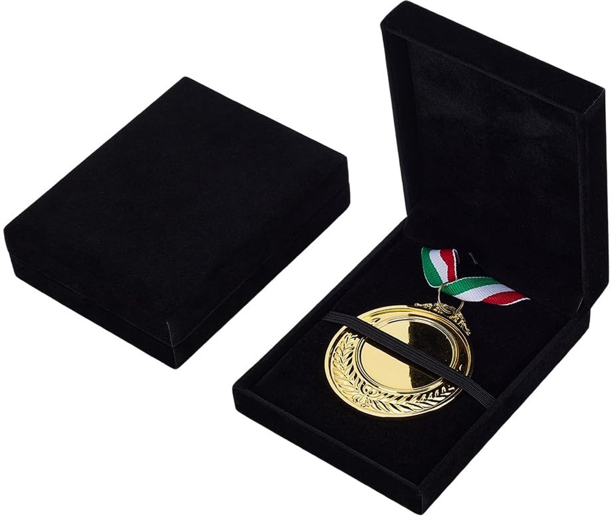 Dailygoods- Opbergdoos voor Medailles - Fluwelen Medaillehouder - Medaille Organizer - Geschenken voor Hardlopers - 125 mm x 98,5 mm x 34,5 mm - Elegant Design