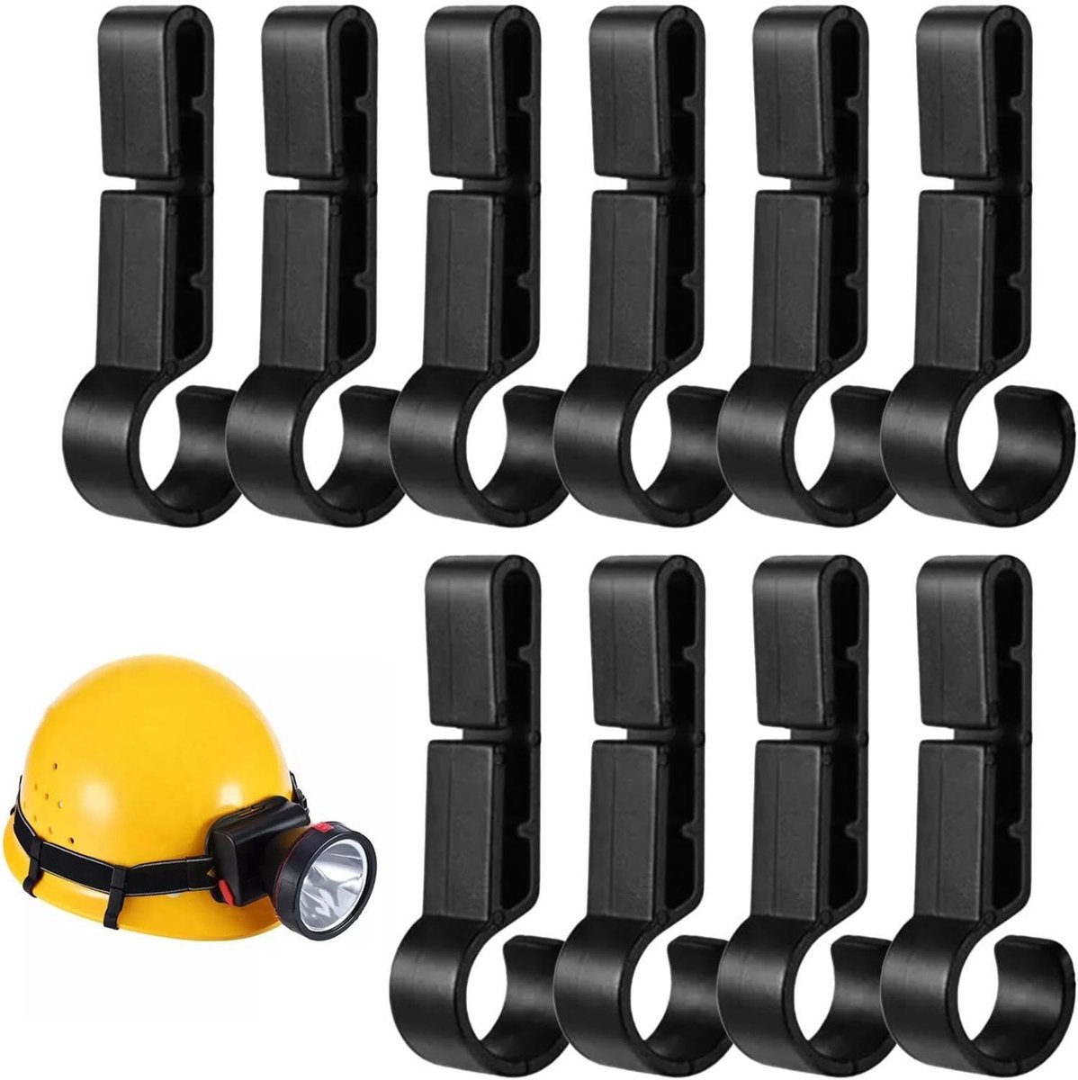 Helm Clips - Koplamp Bevestiging - Veiligheidswerk - Antislip Grip - 10 Stuks - Zwart