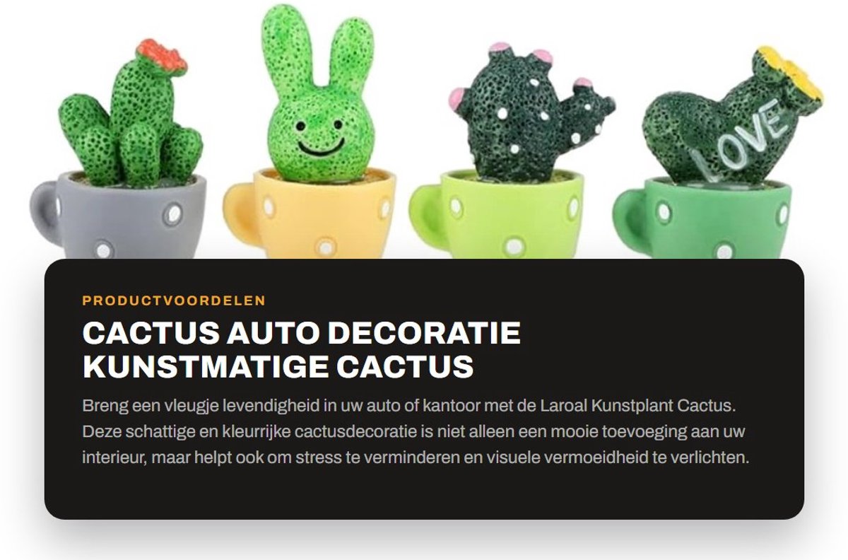Dailygoods- Cactus Auto Decoratie - Kunstmatige Cactus - Dashboard Plant - Interieur Decoratie - Duurzaam Hars - Creatief Ontwerp - Autodecoratie
