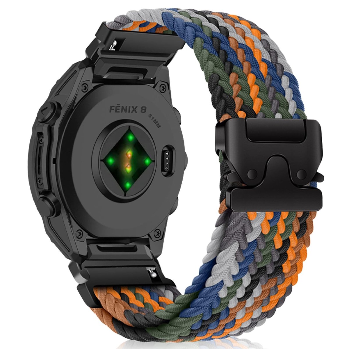 Dailygoods- Horlogeband 26 mm - Verstelbare Nylon Gevlochten Band - Compatibel met Garmin Fenix 8 - Fenix 7X Pro - Fenix 6X - Fenix 5X - Metalen Gesp - Horlogebandje