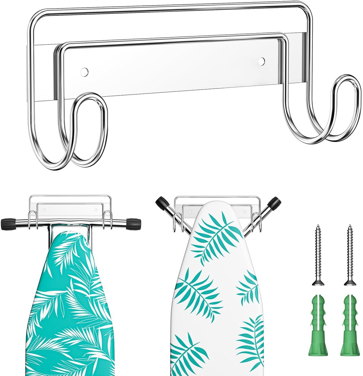 Dailygoods- Strijkplankhouder Wandmontage - Hanger Roestvrij Staal - Deurhouder - Strijkplank Haak - Duurzaam - Ondersteuning voor Wasruimtes - Wandhouder