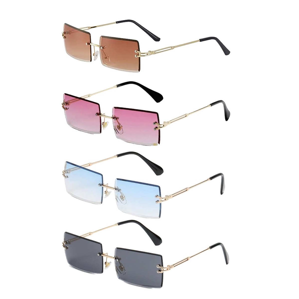 Dailygoods- Zonnebril Randloos - Modieuze Retro Zonnebril - UV-bescherming - Voor Dames/Heren - Perfect voor Strand/Festival - Duurzaam Klein Frame - Fashion Sunglasses