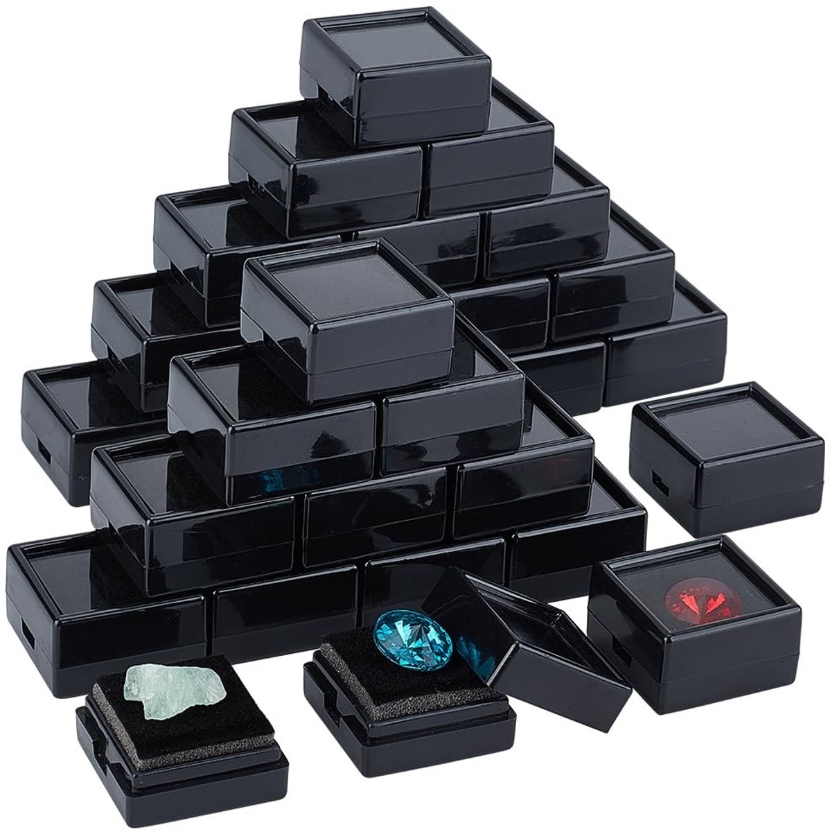 Dailygoods- Sieradenbox 72 Pack - Plastic Display Box - Vitrine voor Oorbellen/Kettingen - Helder Venster - 3x3x1,65cm - Kwaliteitscontrole - Sieradenopbergdoos