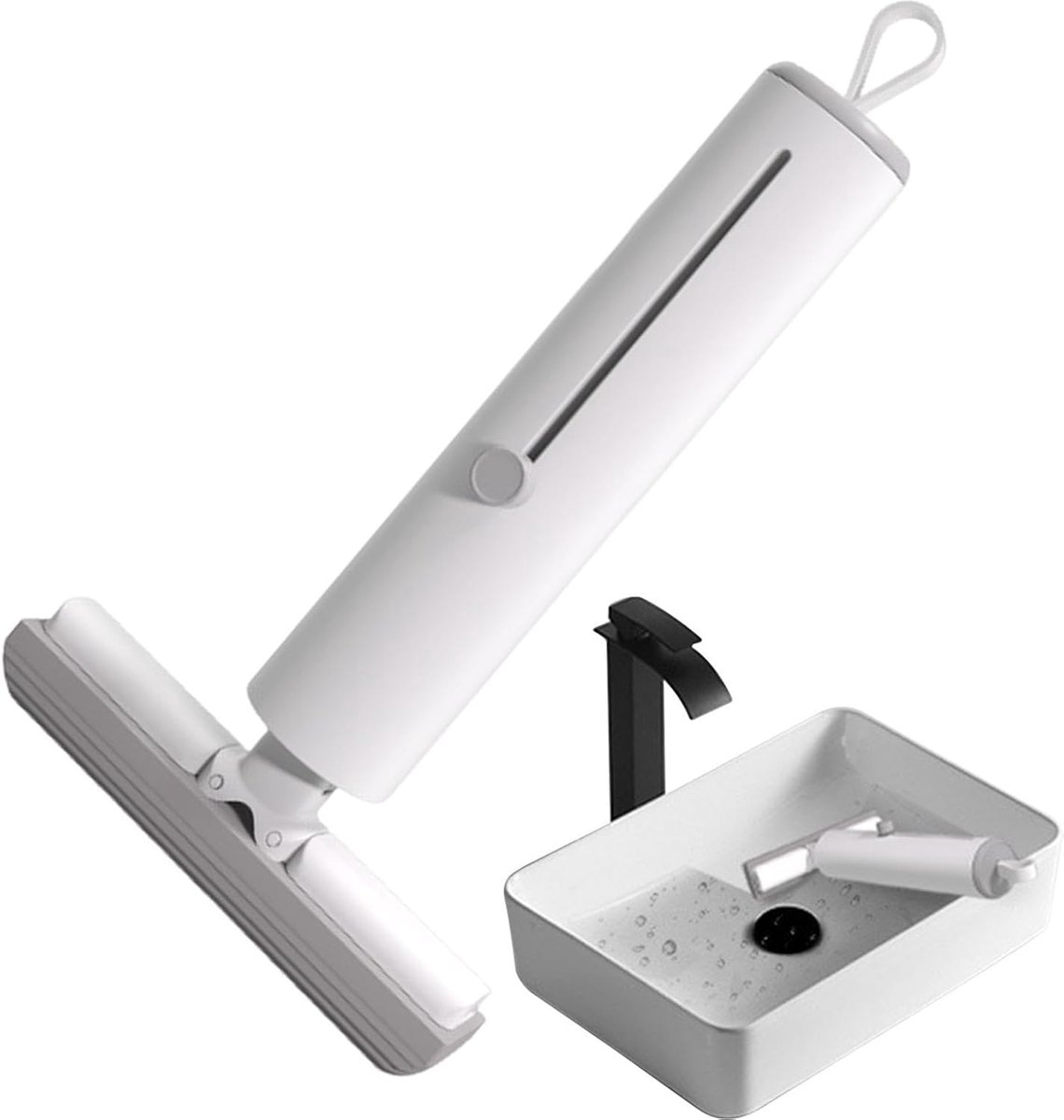 Mini Raamreiniger - Desktop Spons - Efficiënt Schoonmaken - Zelfknijpende Handgreep - 276 cm - Wit