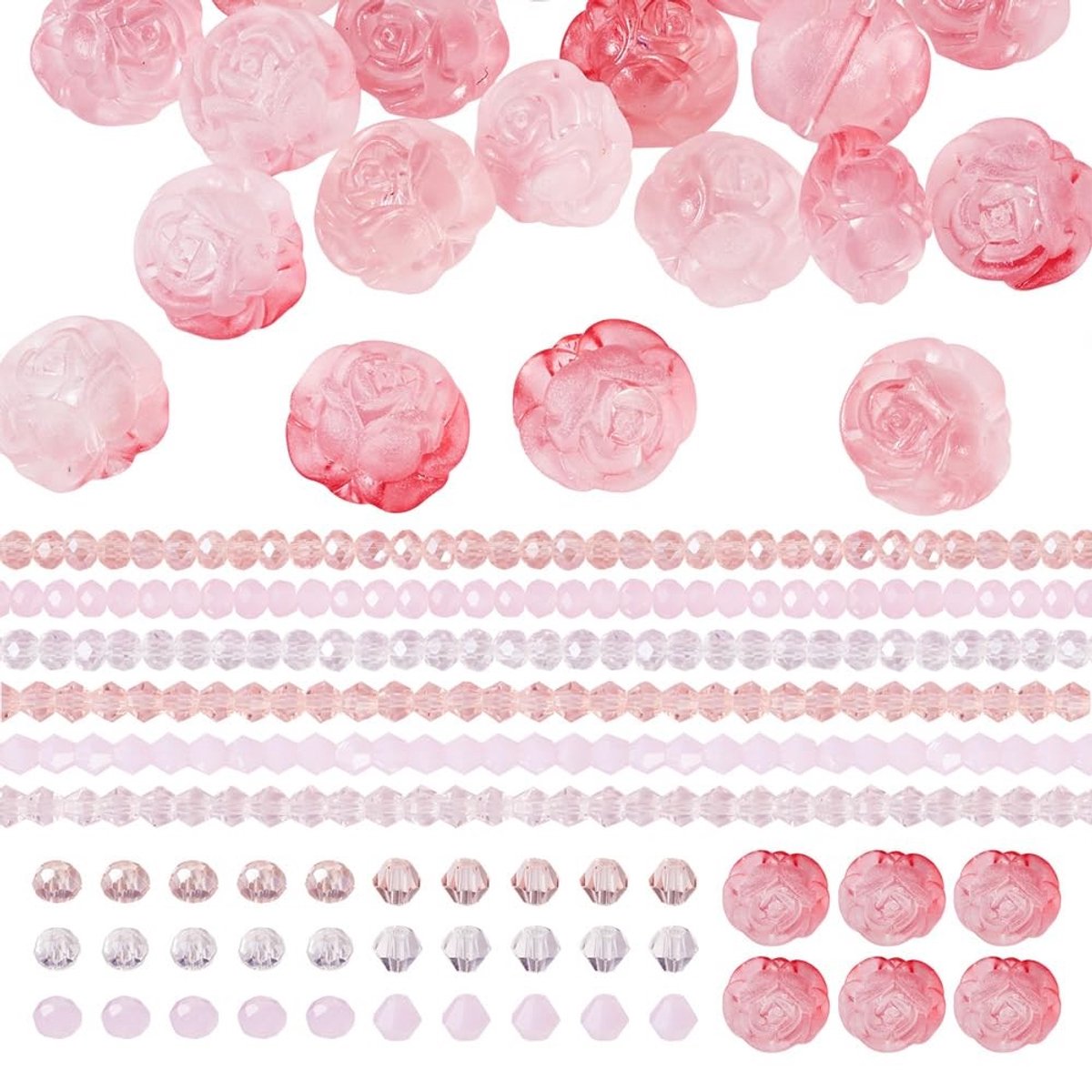 Dailygoods- Sieraden Maken Kit - 3 Strengen Briolette/ Bicone Kralen - 20 Stuks Matte Acryl Kralen - Lichtgewicht/ Duurzaam - Voor Verjaardag/ Moederdag