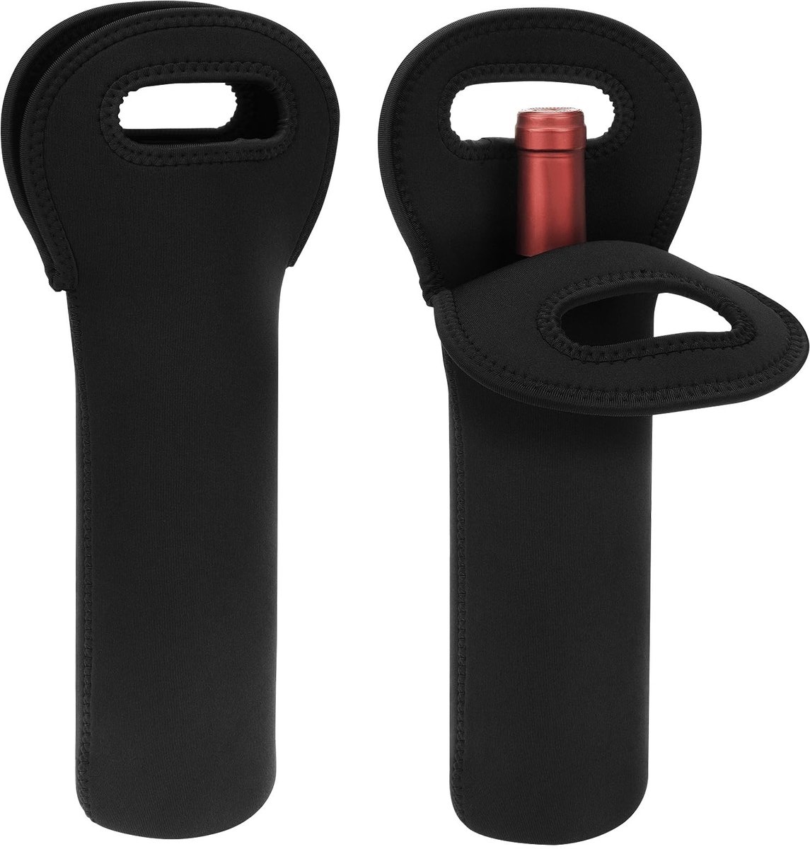 Dailygoods- Wijnfleshouder Geïsoleerd - Draagtas voor 1 Fles - Lichtgewicht Neopreen - Handgreep - Opvouwbaar - Geschikt voor 750 ml - Koeltas