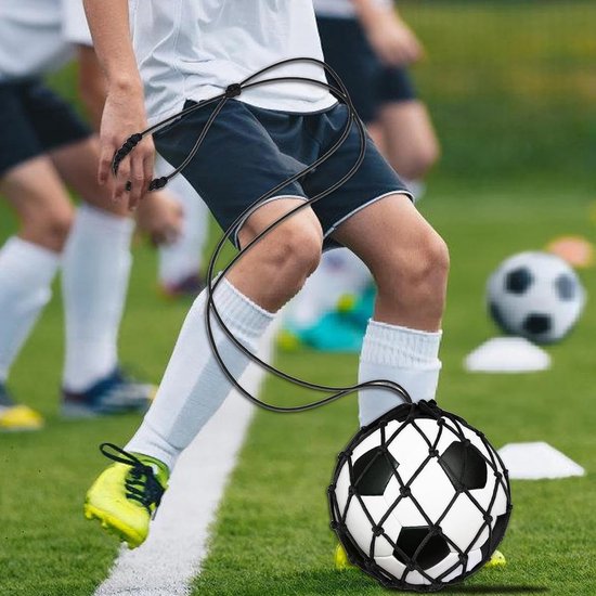 Voetbal Kicktrainer - Bal Trainer - Voetbalvaardigheden Verbeteren - Lichtgewicht Draagbaar - 110 cm Lengte - Zwart — afbeelding 4