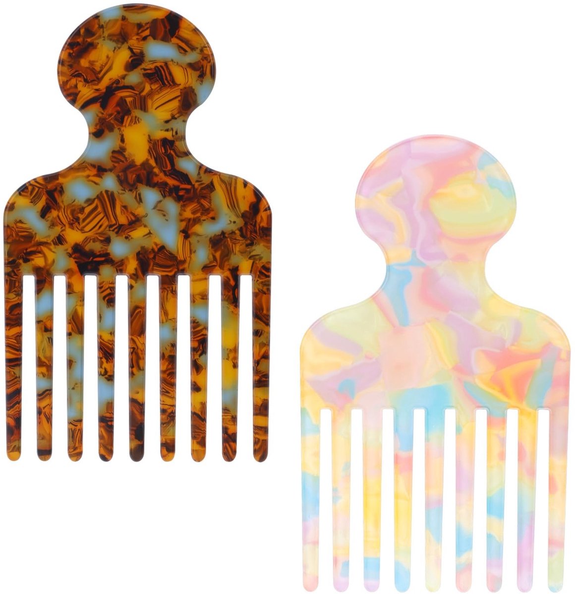 Dailygoods - 2 Stuks Breedtandige Kam voor Krullend Haar - Ontwarren en Stylen