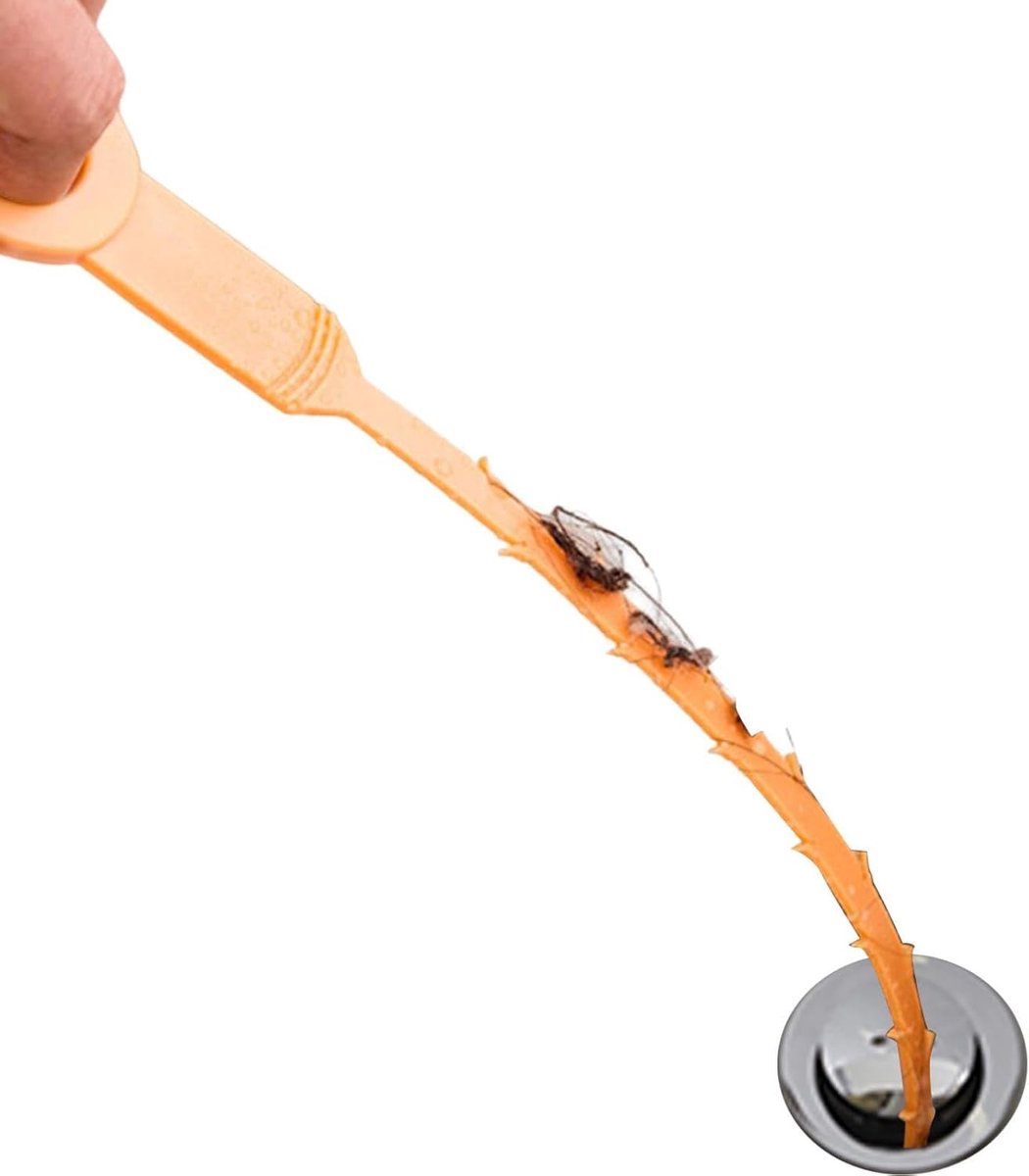 Afvoer Haar Reiniger - Verstoppingsverwijderaar - Douche Gootsteen - Zeer Flexibel Materiaal - 51 cm - Oranje