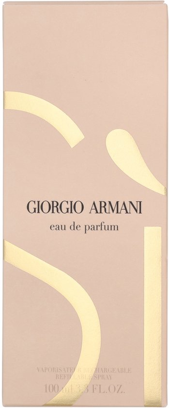 Doos voor Giorgio Armani Si eau de parfum (100ml) met goudkleurige golvende lijnen.