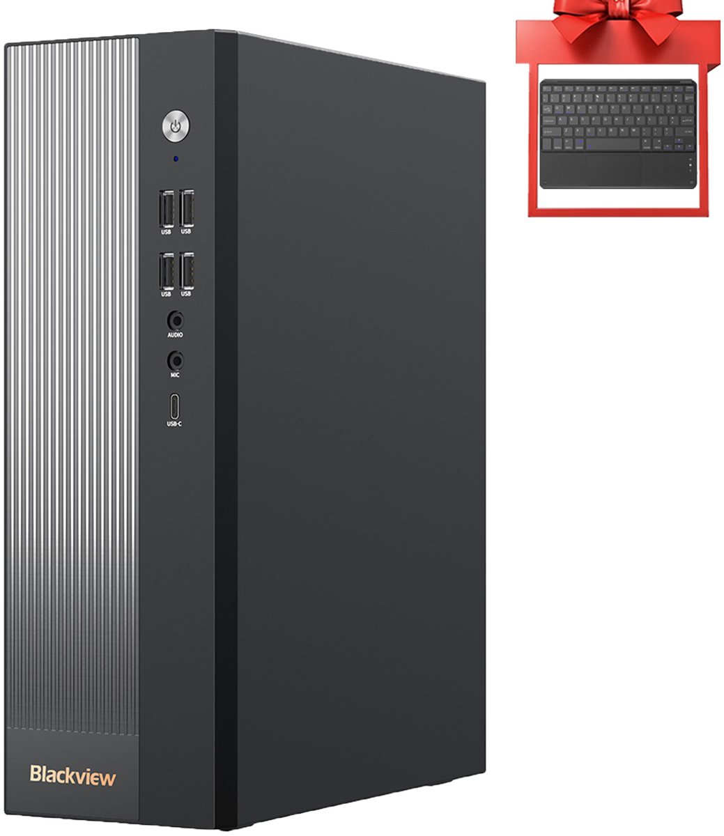 Blackview NEX60 Mini Game PC - met QWERTY toetsenbord - Intel Core 5 210H - 16GB DDR4 - 512GB SSD - WiFi 6 - Windows 11 Pro - mini desktop pc - Zwart