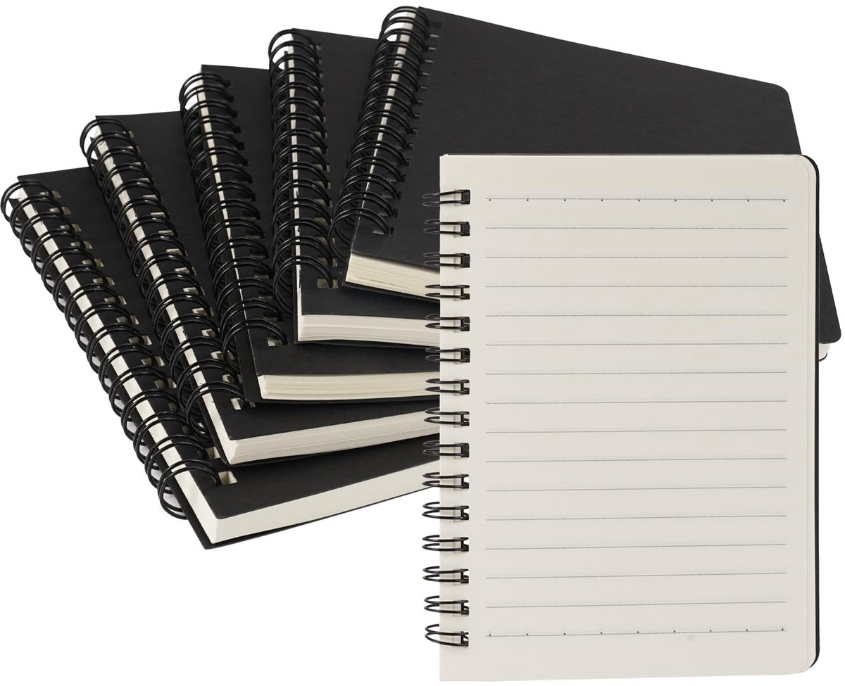 Dailygoods- Notitieblok A6 - 6 Stuks - Spiraalbinding - Hoogwaardig Papier - Klein Dagboek - Duurzaam en Comfortabel Schrijven - Notitieboekje