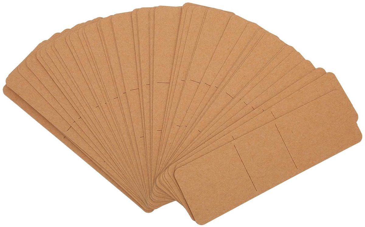 Dailygoods- Bladwijzer Hoesjes Set van 50 Stuks - Kraft Papieren Hoesjes - DIY Display Kaarten - Sieraden/Pennen - Creatieve Toepassingen - Warme Bruine Kleur