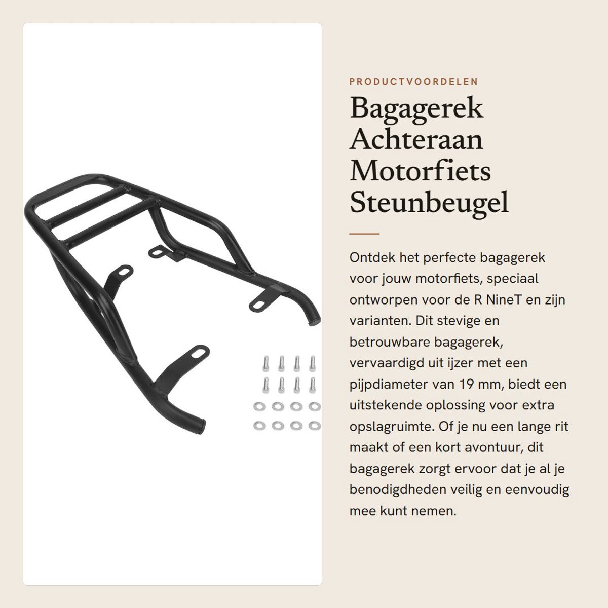 Motorfiets Achterste Bagagereksteun Beugel voor R Ninet en R Ninet Scrambler/Pure 2014-2022, Stevige Iron Tube Handrail voor Extra Draagcapaciteit
