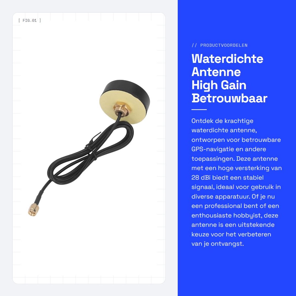 Dailygoods- Antenne 28 dBi Hoge Versterking - Waterdichte Antenne - GPS Antenne - Magnetische Basis - Betrouwbaar Gebruik - Compact Formaat