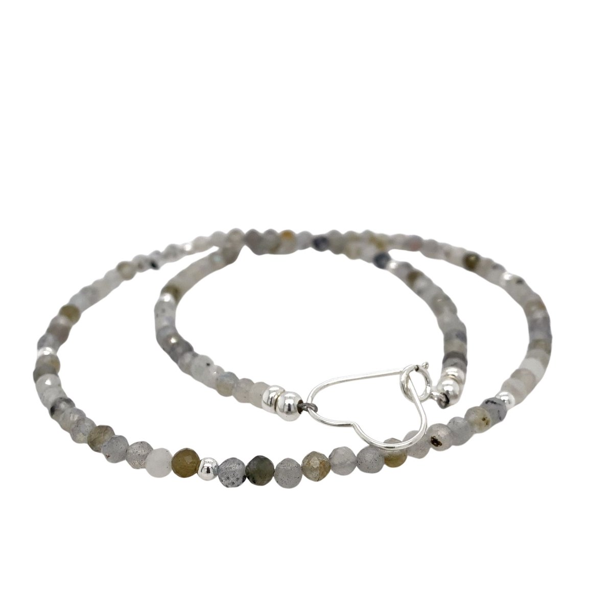 Pat's Jewels Ketting Dames - Dames Collier - Kralen ketting - Edelsteen Labradoriet -Zilver - Hart