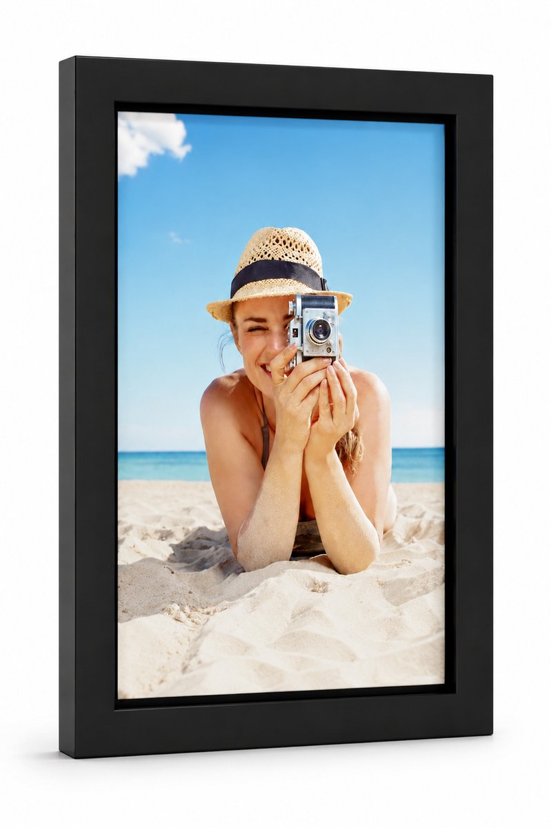Fotolijst zwart hout 13x18cm met anti reflex glas