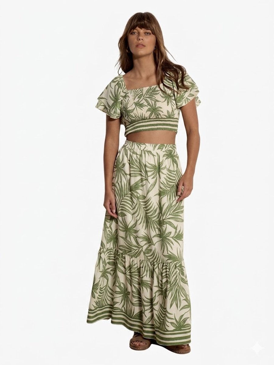 Midi-rok met palmprint
