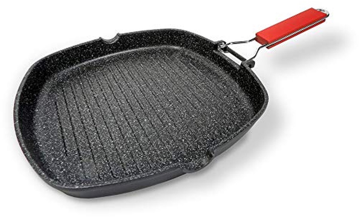 Grillpan - Koekenpan - Lekker Grillen - Inklapbare Handgreep - 28x28 cm - Zwart