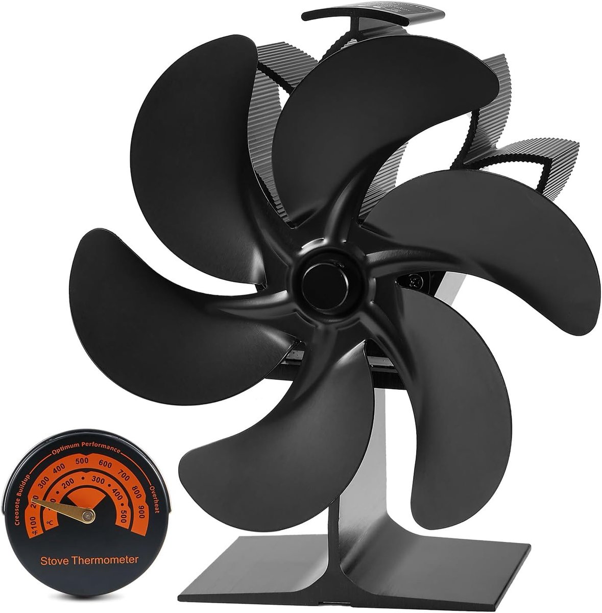Haard Ventilator - Oven Fan - Warmte Verspreiden - Zes Bladen - 34 x 15 x 26 cm - Zwart