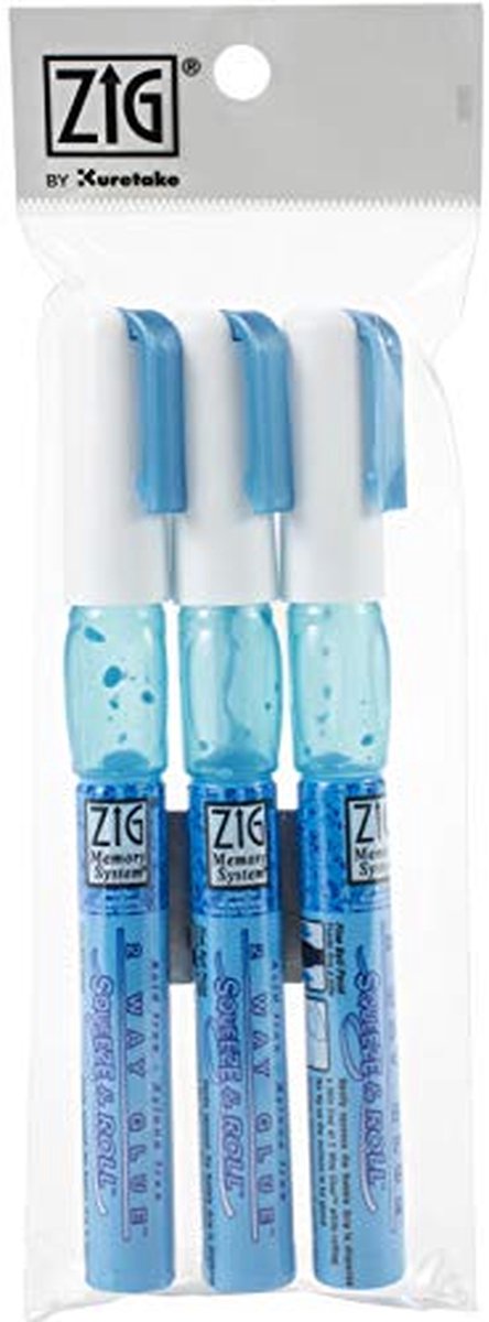 Lijm Pennen - Knijp en Rol - Hobby en Knutselen - 2-Weg Lijm - 3 Stuks - Blauw/Helder