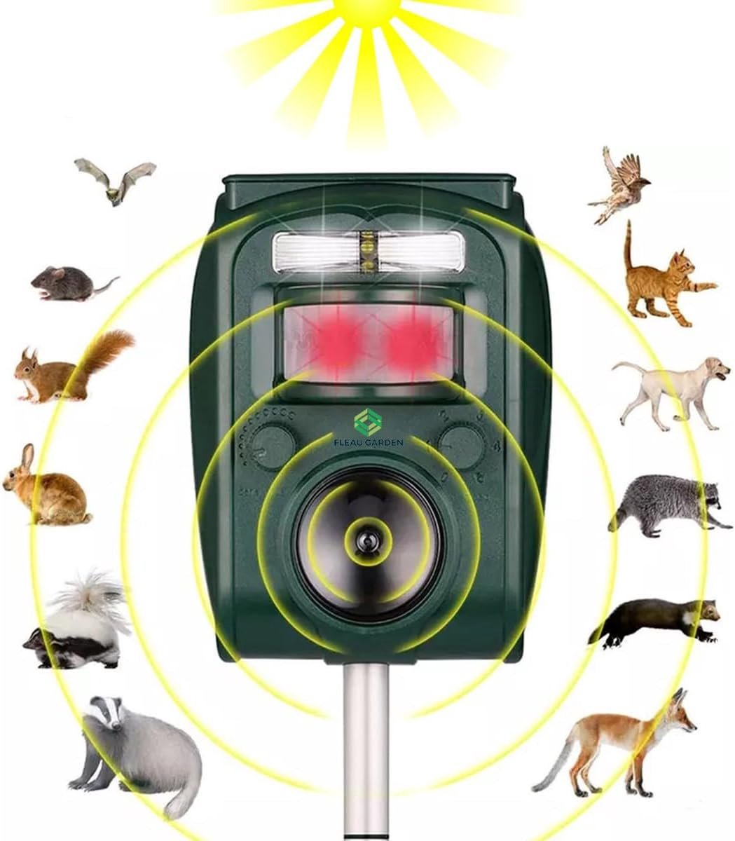Dierenverjager Solar - Ongedierte Weren - Tuin Beschermen - Instelbare Frequenties - 9 Meter Bereik - Zwart