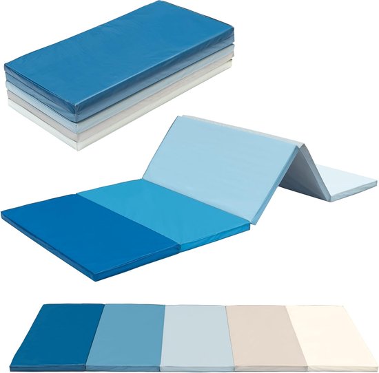 Opvouwbare Gymnastiekmat - Sportmat Vloermat - Fitness en Spel - Compact Opvouwbaar - 185 x 76 cm - Blauw