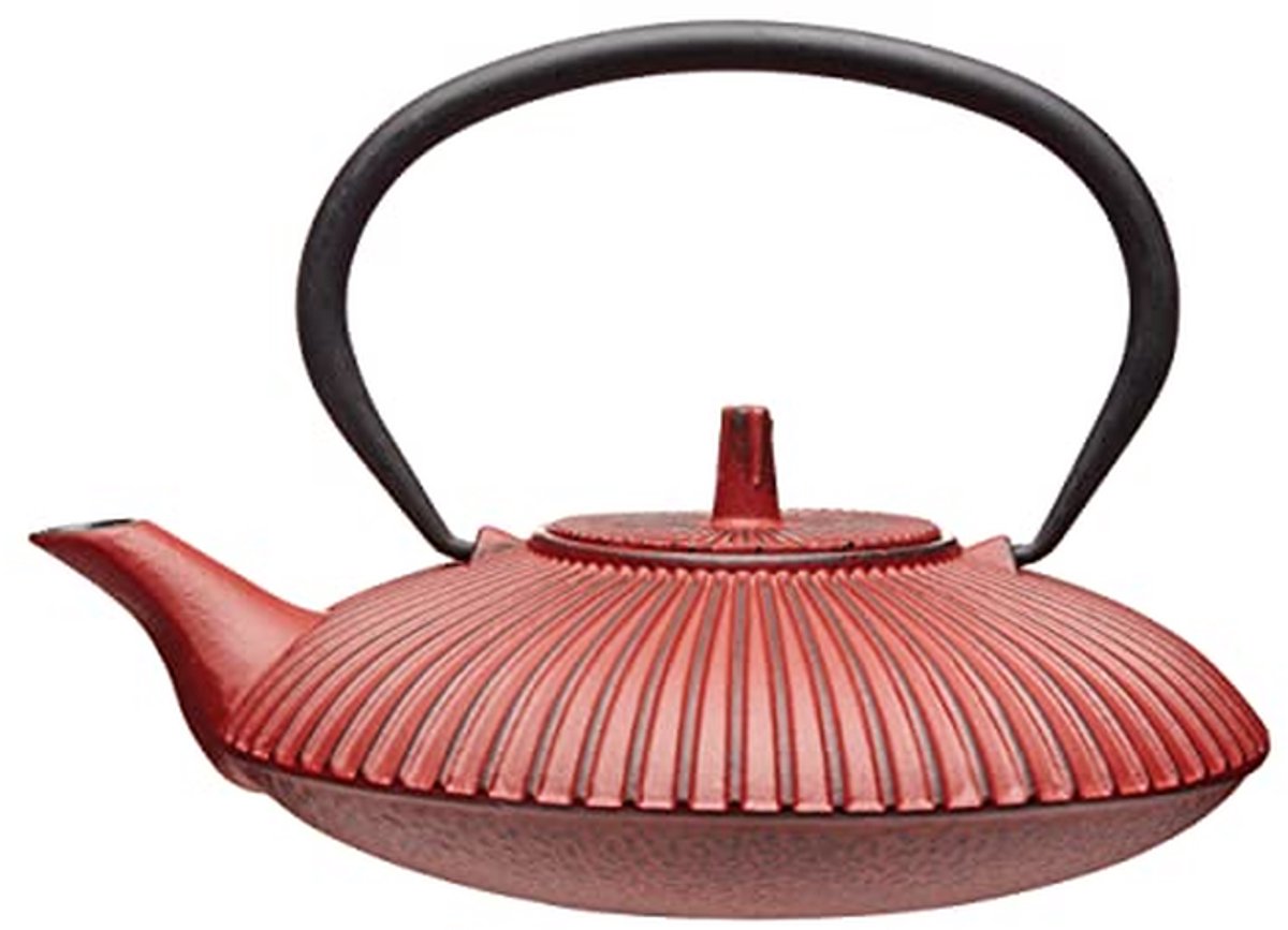 Gietijzeren Theepot - Japanse Ketel - Thee Zetten - Verwijderbare Infuser - 60 ml - Rood