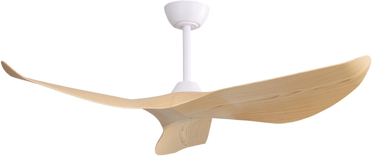 KOMHTOM - Plafondventilator - 52 inch (132 cm) - Zonder verlichting - 6-traps afstandsbediening - 3 ABS-vleugels - Omkeerbare DC-motor