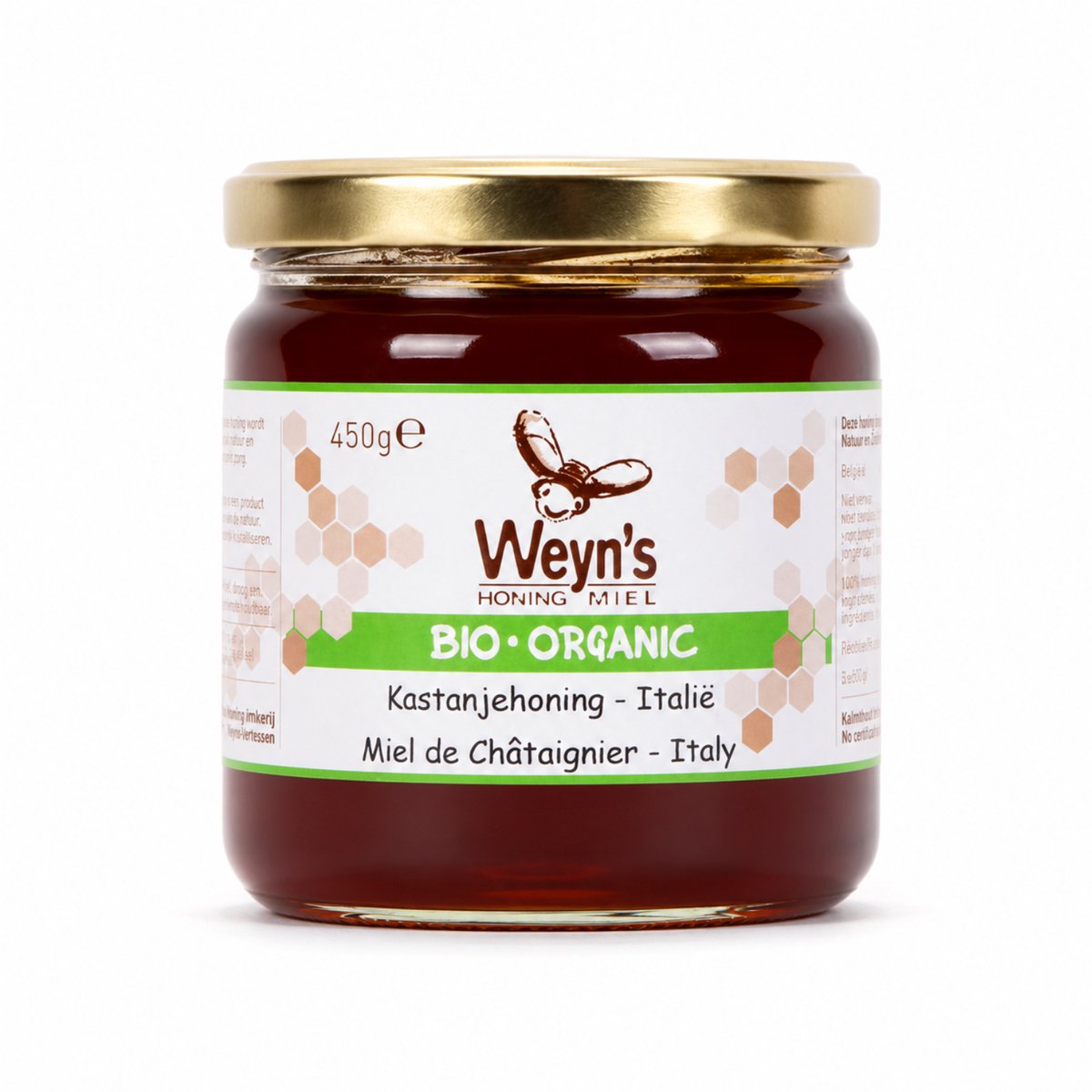 Biologische kastanjehoning Italië - 450g - Weyn's - Honingpot