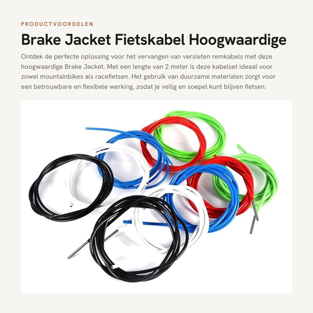 Dailygoods- Remkabelset 2m - Remkabel Fiets - Remkabel Aanhanger - Rem Buiten-/Binnenkabel - Corrosiebestendig - Flexibel PVC Huis - Fietsremkabel